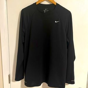 Nike Long Sleeve Dri-Fit Black Shirt UPF 40+ Men’s Large Used Slim Fit